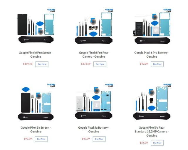 iFixit repair kits for Google Pixel 6 Pro, Pixel 5A