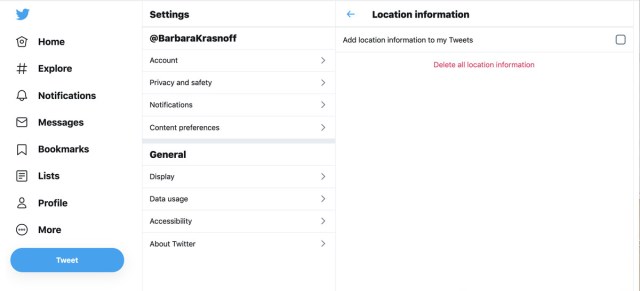 You can stop adding location information and delete all saved information.