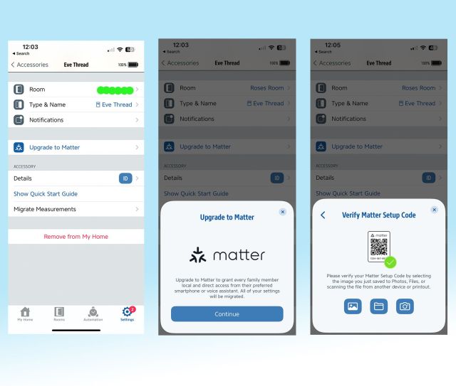 You need to use the Eve app on iOS to upgrade Eve devices to Matter. Once upgraded, they can be added to any Matter platform using an Android phone.