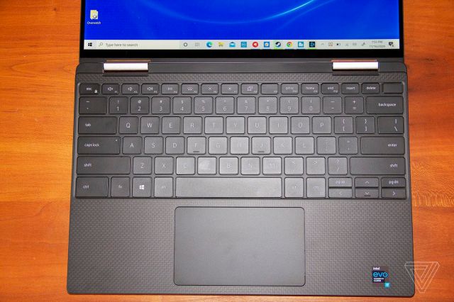 The Dell XPS 13 2-in-1 laid out flat.
