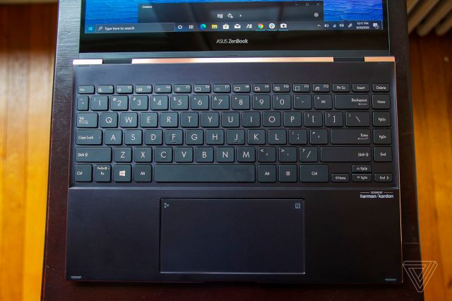 The Asus Zenbook Flip S laid out flat from above.
