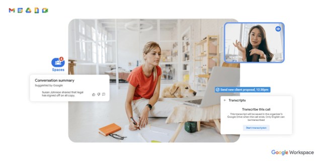 Automated transcriptions from Google Meet, and automatic summaries from Spaces