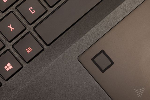 The Gigabyte Aero 15 fingerprint sensor.