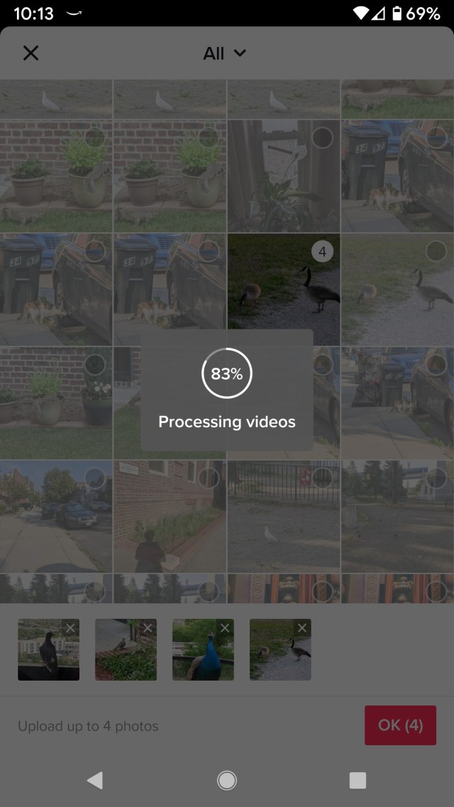 It may take a few seconds to process the images.