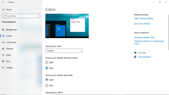 Color settings