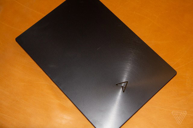 The lid of the Asus Zenbook Pro 14 Duo seen from above.