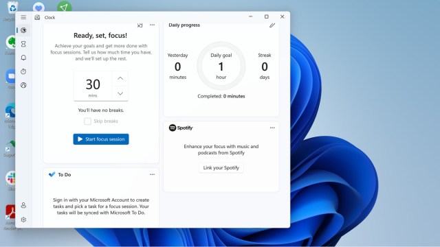 Now part of the Clock app, Focus assist lets you set goals for keeping on track.