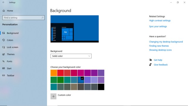 Background page, but with solid color options