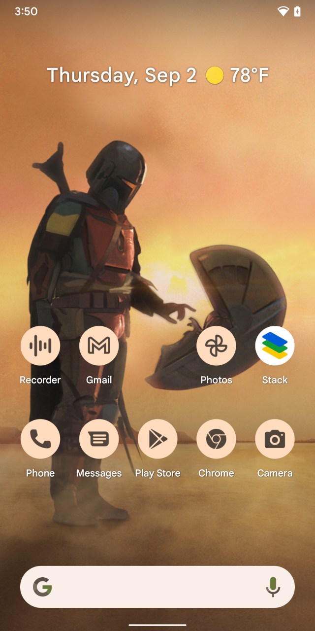 The home screen with themed icons.