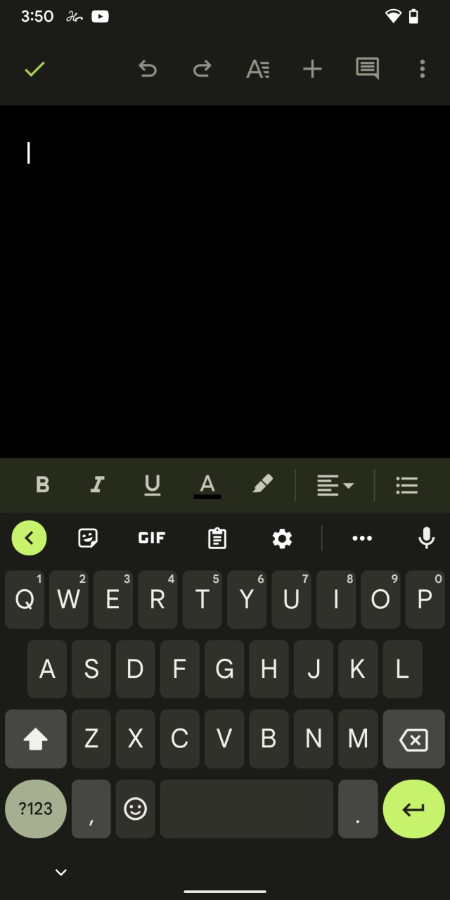 Click on the gear icon above the keyboard.