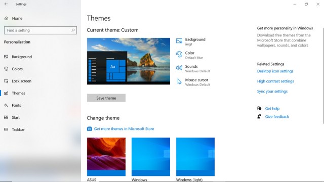 Custom theme settings