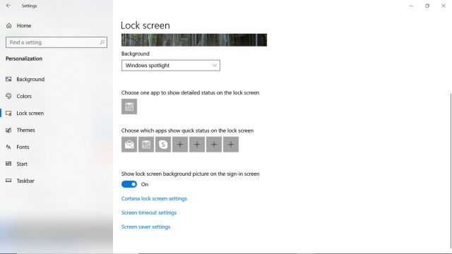 Lock screen app options