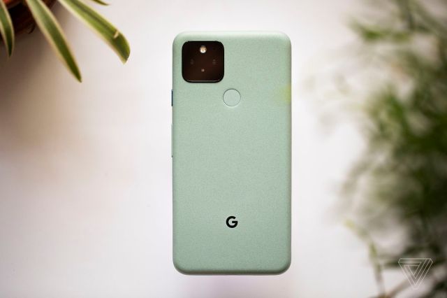 The Google Pixel 5 in “Sorta Sage” green