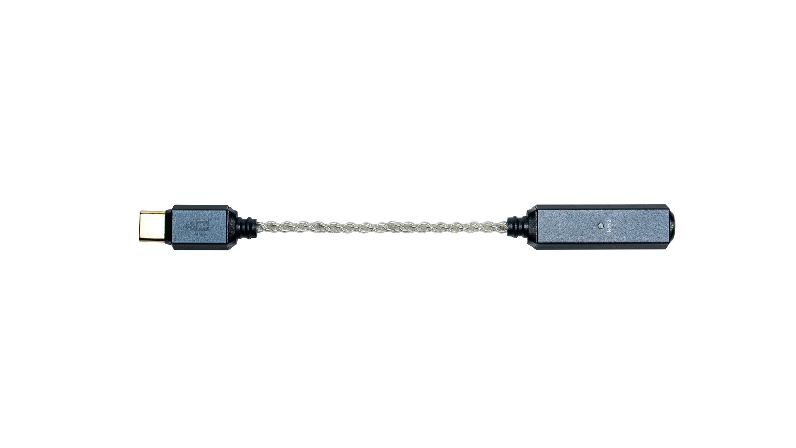 An iFi GO Link 2 DAC laid flat on a white background.