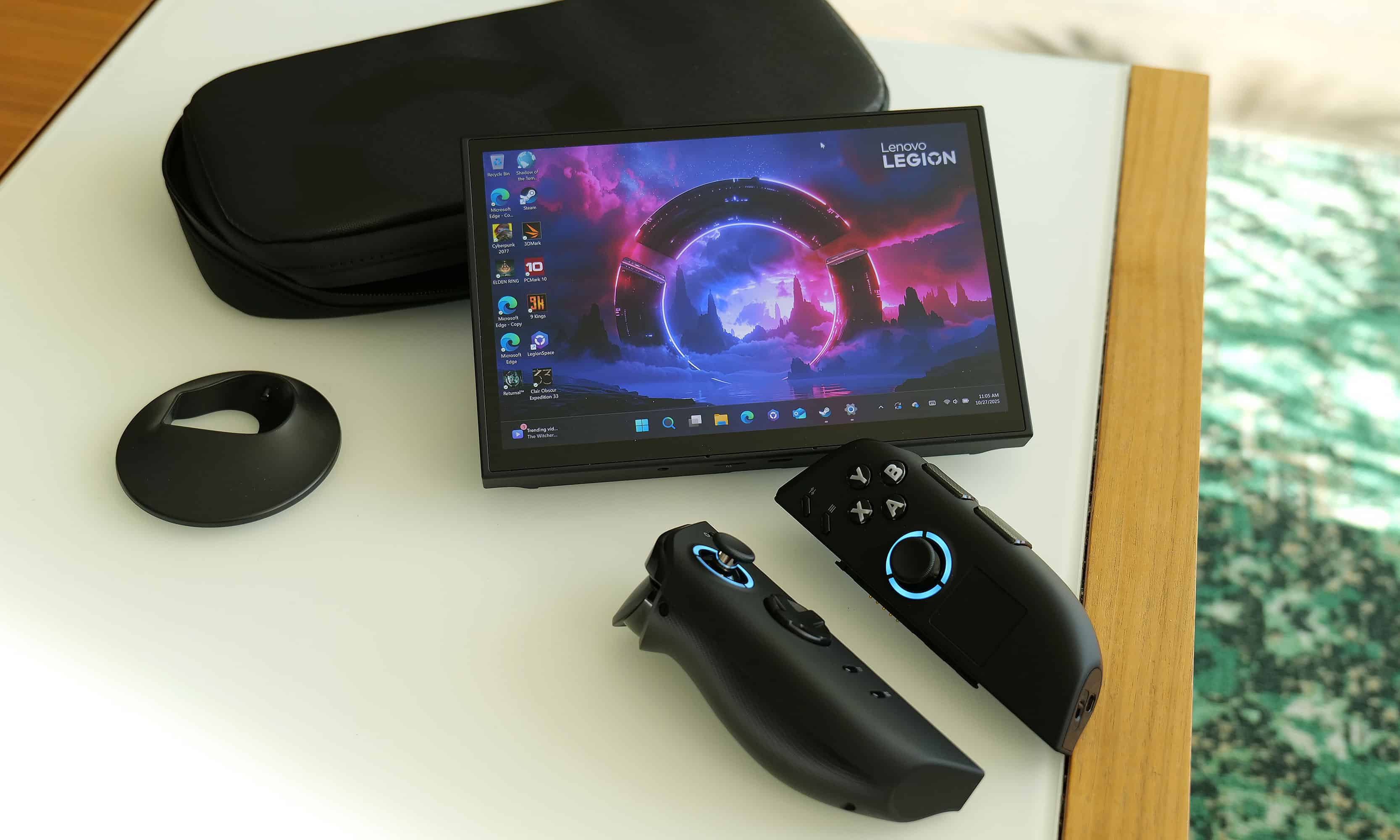 The Legion Go 2 comes with an included case and a puck that turns its right controller into a vertical mouse.