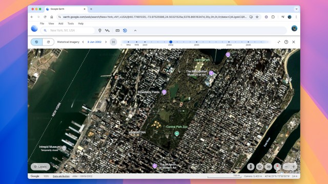 Photo of Google Earth showing New York City from satellite.