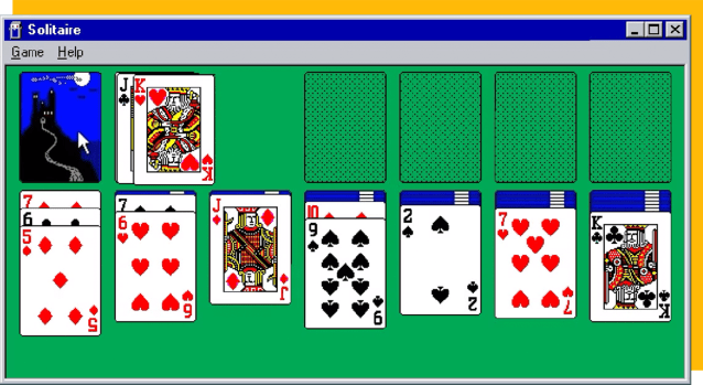 Screenshot of Windows Solitaire.