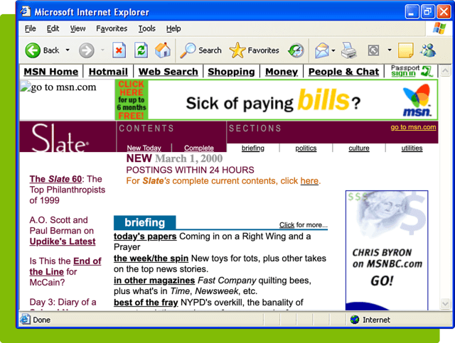Screenshot of Slate in an Internet Explorer window.