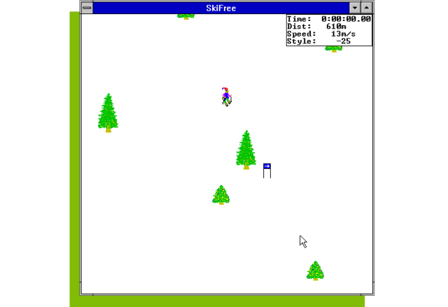 Screenshot of SkiFree.