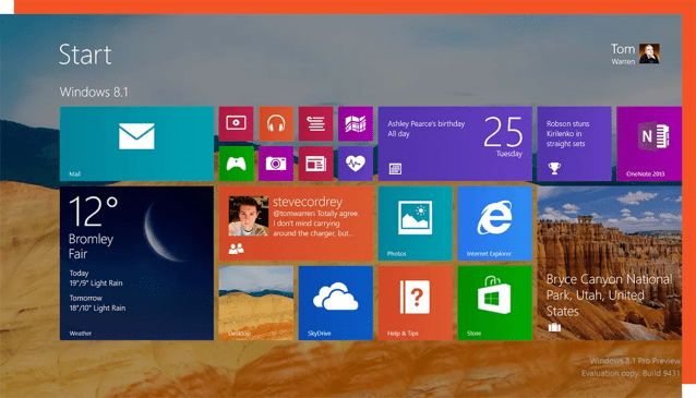 Screenshot of Windows Metro design style.