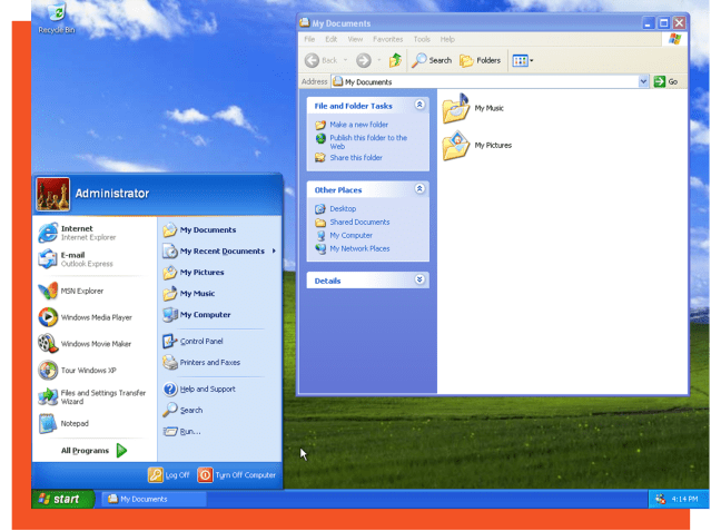 Screenshot of Windows XP.