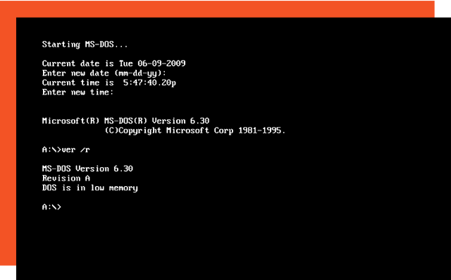 Screenshot of MS Dos interface.