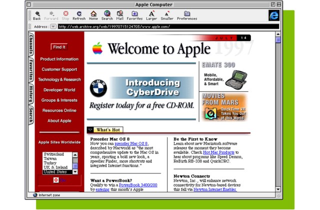 Screenshot of Internet Explorer for the Mac OS 8.