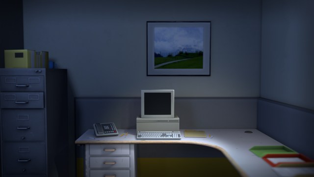 A screenshot from the video game The Stanley Parable.
