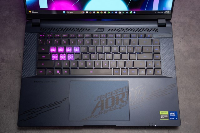 The keyboard only has three-zone RGB lighting instead of per-key customization, but the see-though WASD and adjacent keys are fun.