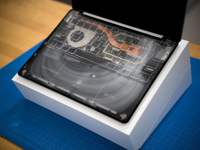 The smoke test lets Surface engineers see how airflow is working on a Surface Laptop 13-inch.