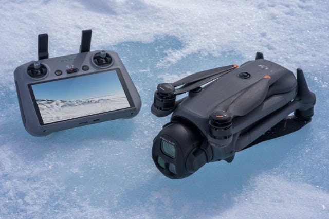 The Mavic 4 Pro, folded, with a DJI RC2 controller.