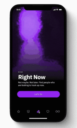 A gif demonstrating Grindr’s Right Now live feed.
