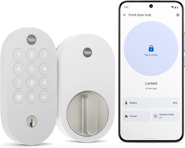 The new lock comes in white and gray to match Google’s Nest doorbells as well as black.