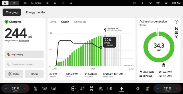 A new Trip Target feature tells the owner when enough energy has been acquired.