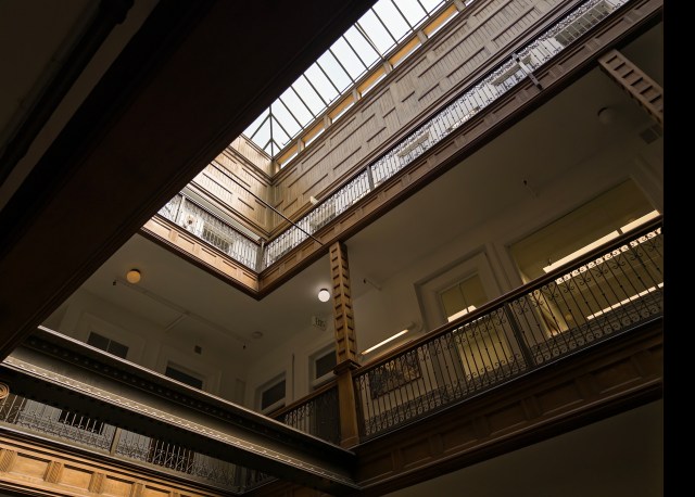 High contrast photo of a building interior