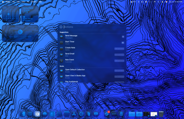 Typing actions into Spotlight. You can see some of the quick keys I set up are suggested right at the top.