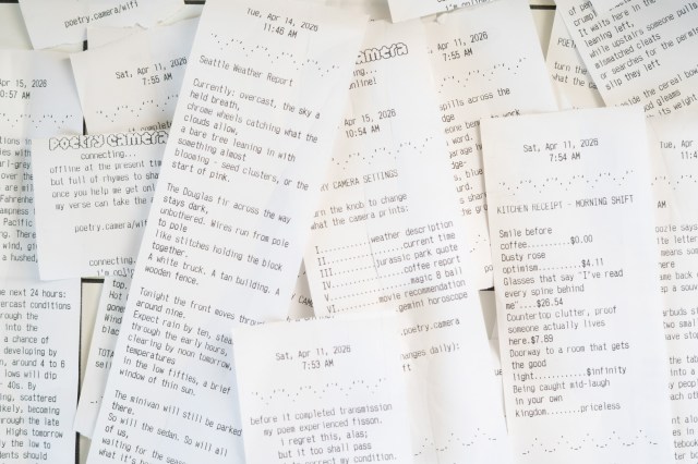 Printed poems from the Poetry Camera
