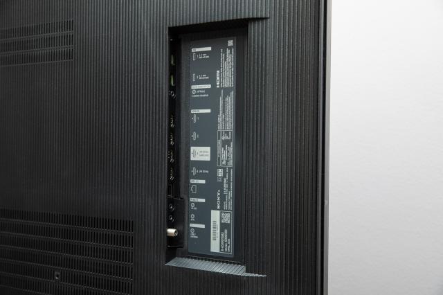 The connections panel on the back of the Sony Bravia 7 II RGB LED TV.
