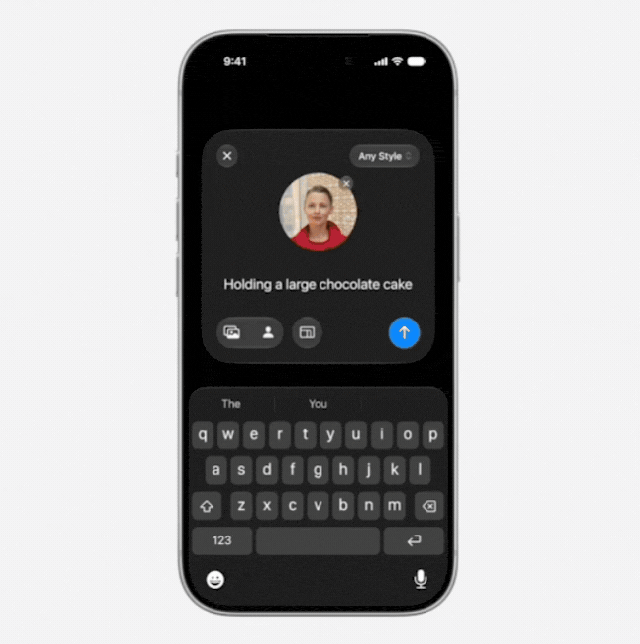 A GIF demonstrating Apple’s updated Image Playground AI feature.