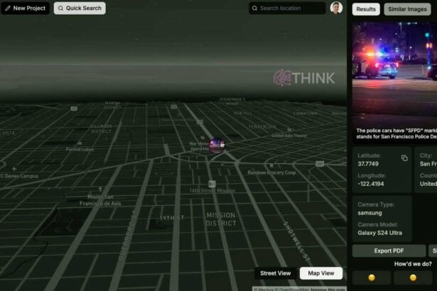 Captura de pantalla de GeoSpy mostrando la ubicación de una foto en un mapa.