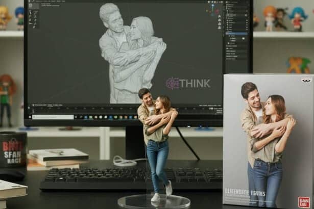 Pareja abrazada en figura estilo Bandai, creada a partir de una foto. ¡Crea tu propia figura personalizada!