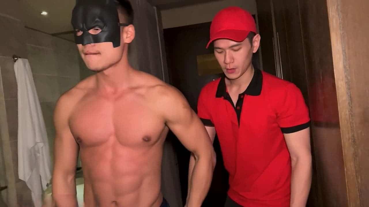 Threesome with handsome delivery man