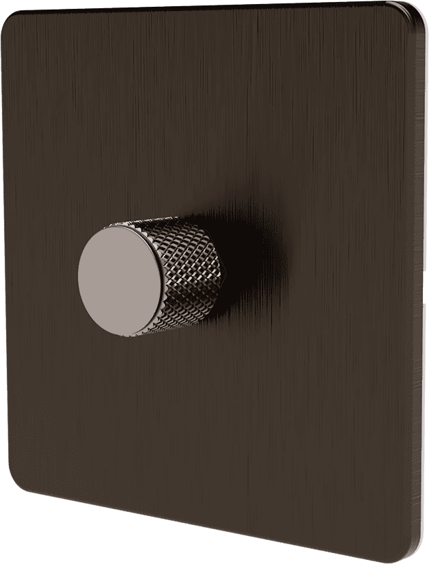 1-Gang Antique Brass dimmer with chrome knobs - alternative view