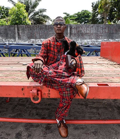 A Sapeur, a member of La Sape movement, in Kinshasa