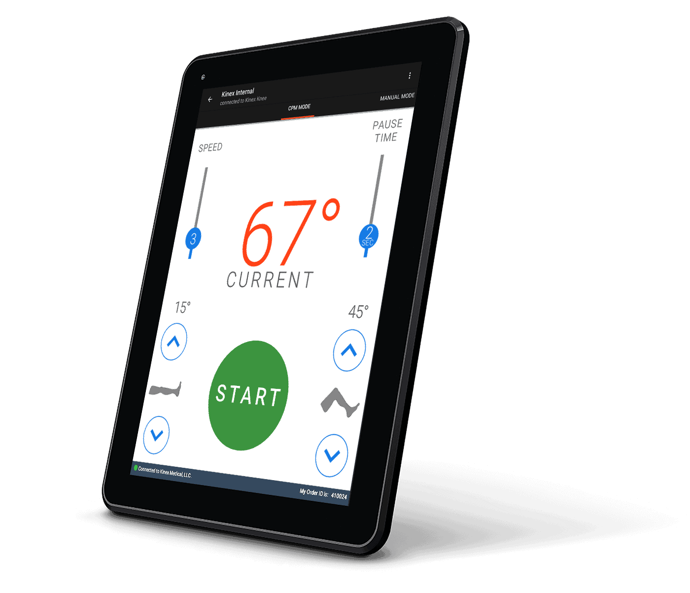 KinexCONNECT Tablet Control Screen
