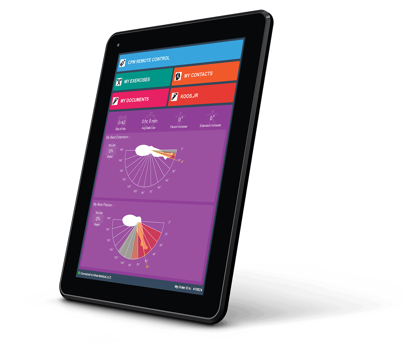 KinexCONNECT Tablet Home Screen