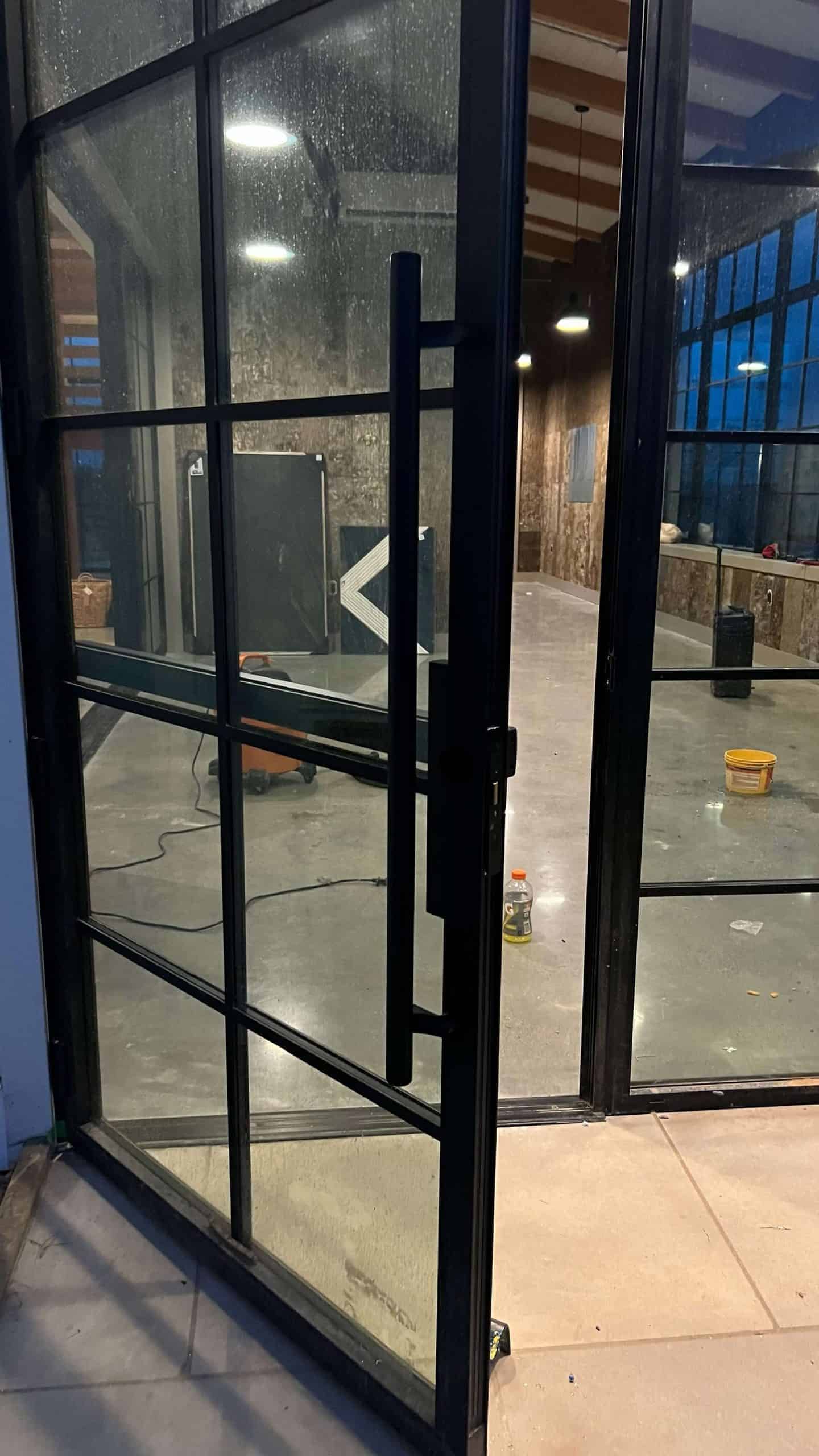 A Newly Installed Black Commercial Exit Doors By King Locksmith In Md.