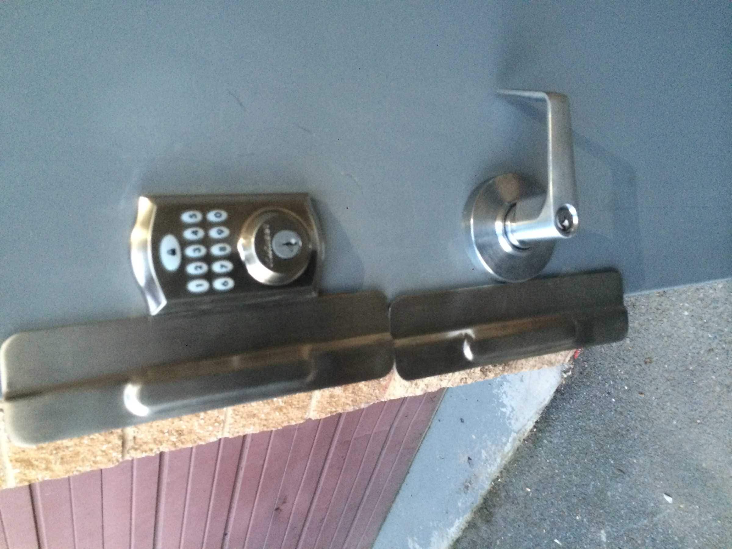 Gray Door With Silver Keyless Entry Lock And Handle, Showcasing Locksmith Keyless Technology.