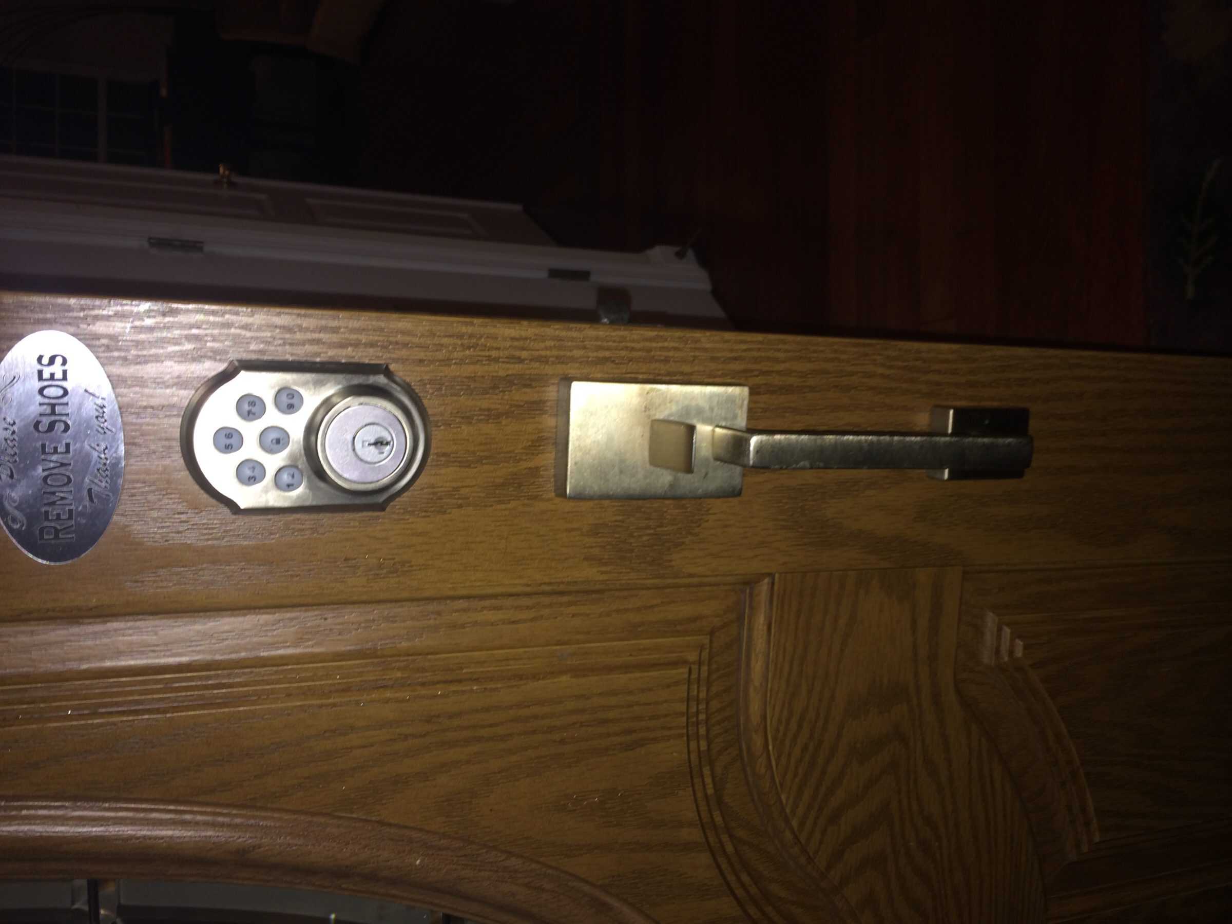 Silver Lock With Golden Door Knob Installed By King Locksmith Montgomery County Md