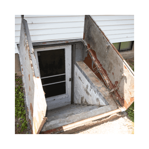 Open White Rusted Cellar Door To Be Repair By King Locksmith In Germantown Md